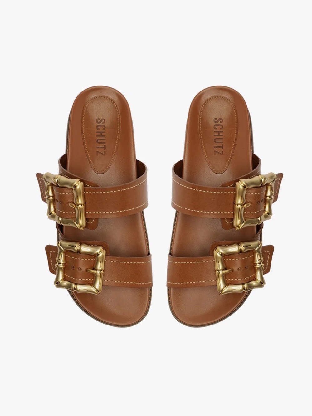 SCHUTZ Women’s Enola Sporty Leather Sandals in New Wood Color - Picture 3 of 8